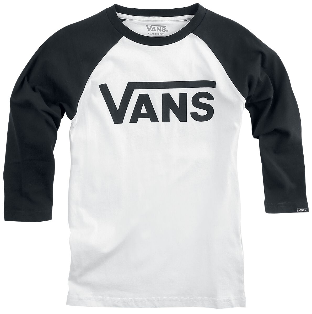 Vans Kids Langarmshirt - BY VANS Classic Raglan - S bis XL - für Mädchen & Jungen - Größe M - schwarz/weiß