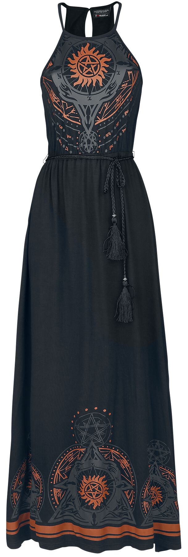 Supernatural Mandala Langes Kleid schwarz in S