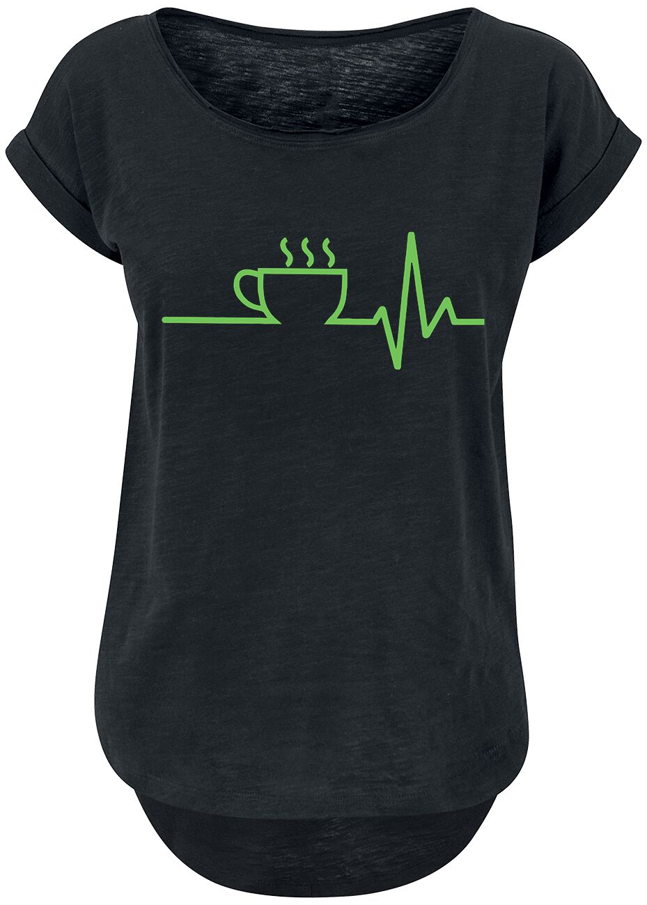 Food T-Shirt - Kaffee EKG - XS bis XL - für Damen - Größe XL - schwarz