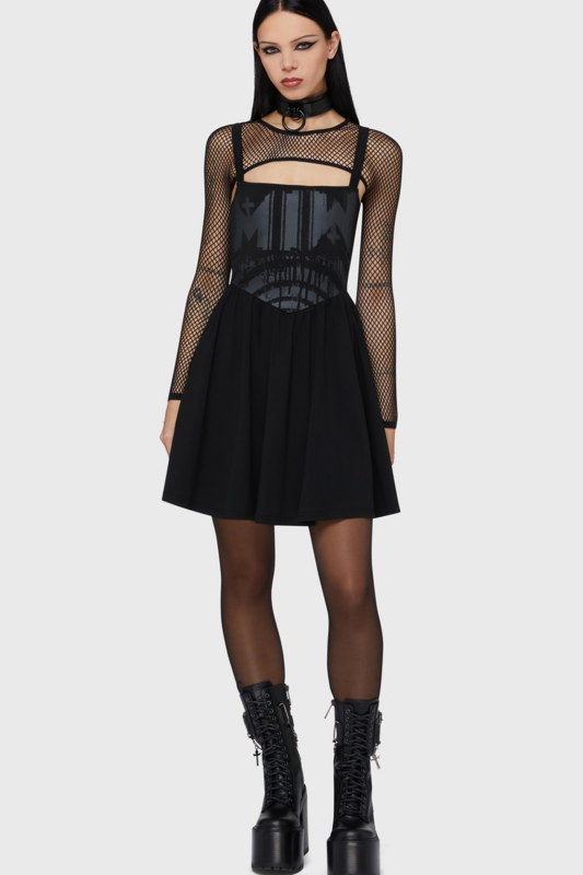 4068143420907 - Voices Spiral Mini Dress Kurzes Kleid schwarz in XS