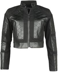 Short jacket with faux leather details, Gothicana by EMP, Übergangsjacke