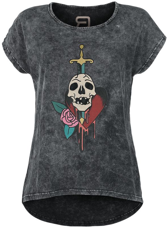 T-Shirt mit Dolch Skull Print