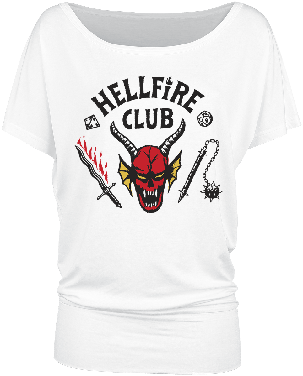 Stranger Things T-Shirt - Hellfire Club - M bis XL - für Damen - Größe M - weiß  - Lizenzierter Fanartikel