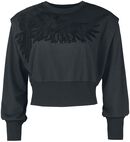 Cropped Sweatshirt mit Raben- Print, Black Premium by EMP, Sweatshirt