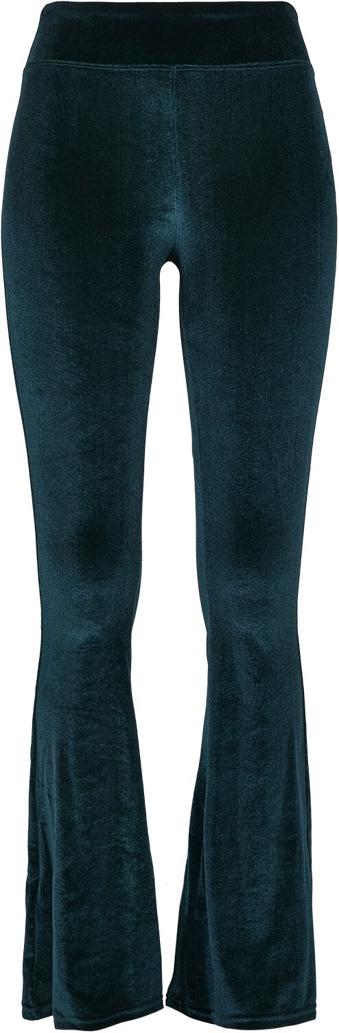 Urban Classics Leggings - Ladies High Waist Velvet Boot Cut Leggings - XS bis L - für Damen - Größe S - petrol