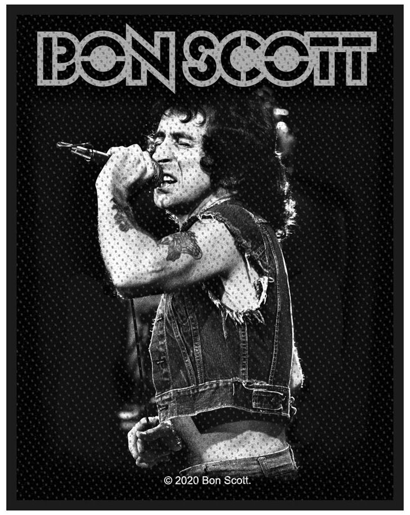 Bon Scott Bon Scott Patch schwarz weiß Bon Scott Bon Scott Patch schwarz weiß