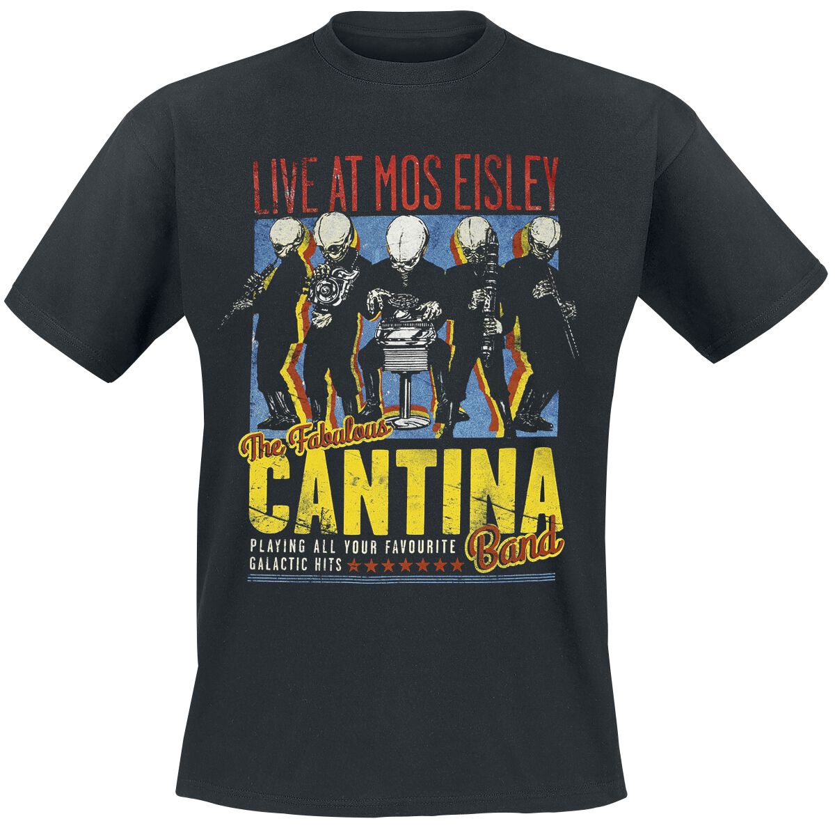Star Wars T-Shirt - Cantina Band On Tour - 3XL bis 5XL - für Männer - Größe 4XL - schwarz  - Lizenzierter Fanartikel
