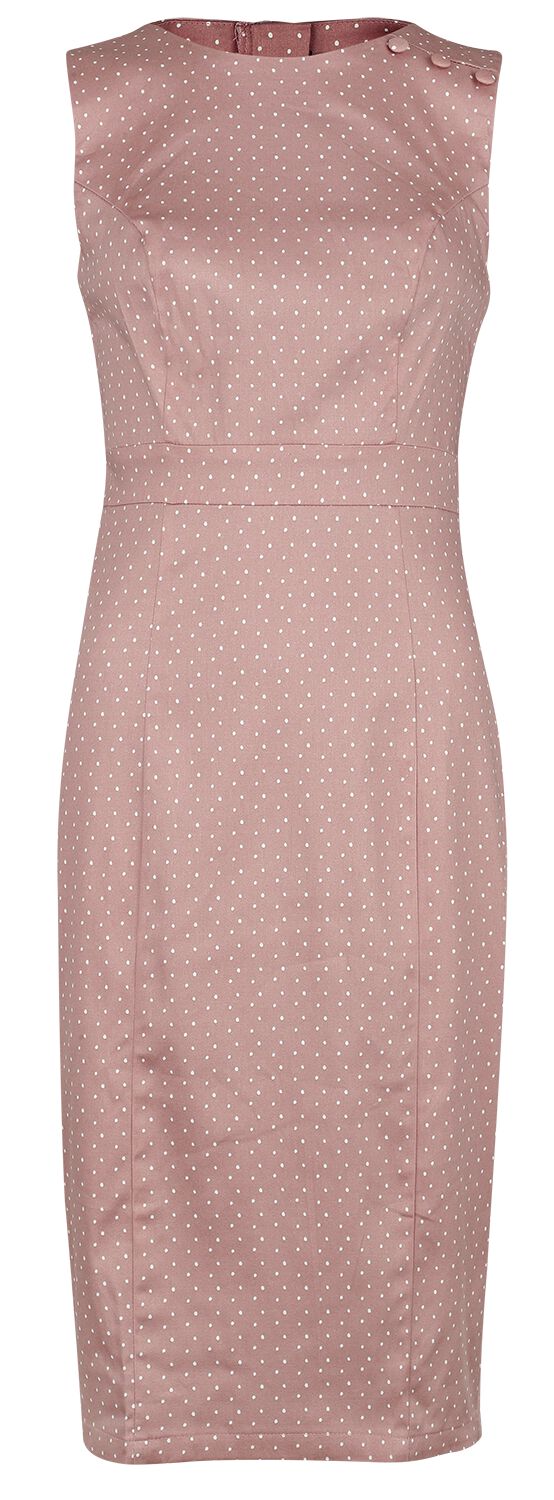 Image of Abito media lunghezza Rockabilly di H&R London - Elodie Polka Dot Wiggle Dress - XS a XXL - Donna - rosa/bianco
