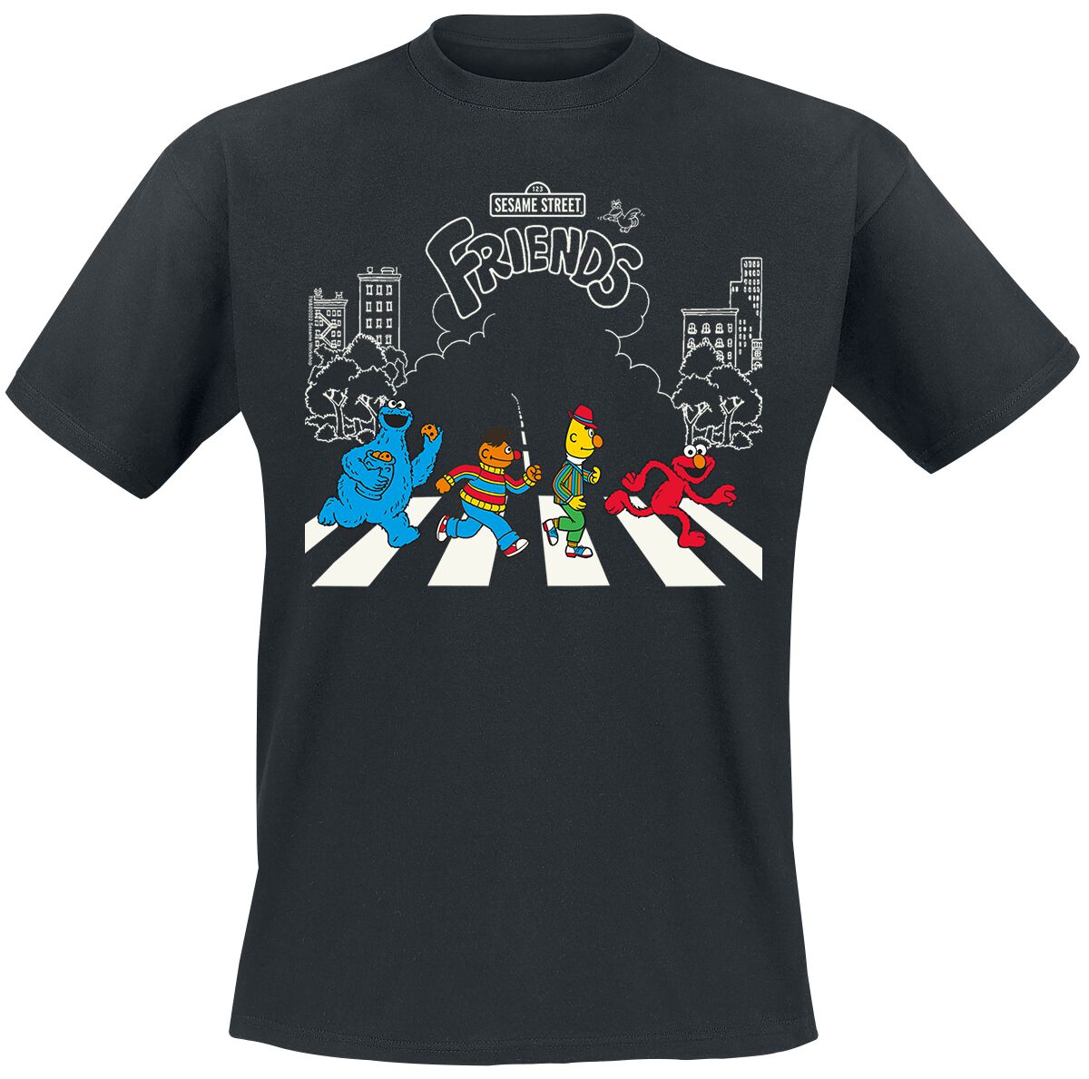 Ernie Bert Cookie Monster Elmo Come Together T-Shirt schwarz von Sesamstraße