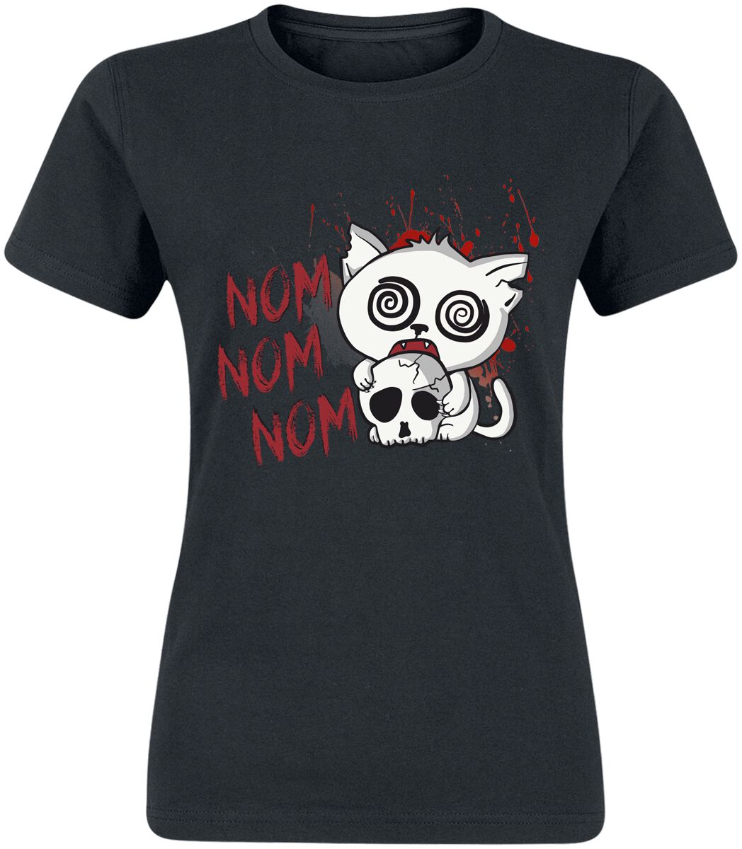 T-Shirt Manches courtes Fun de Tierisch - Nom Nom Nom - S à XXL - pour Femme - noir