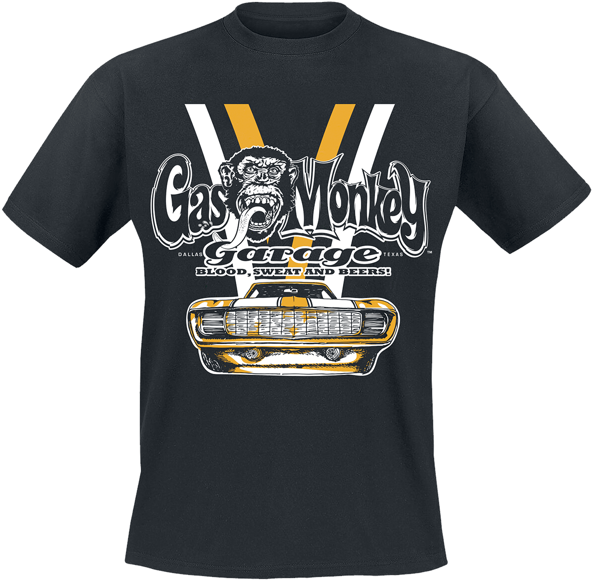 Gas Monkey Garage - Yellow And White Car - T-Shirt - schwarz