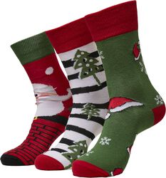 Stripe Santa Christmas Socks 3-Pack, Urban Classics, Socken
