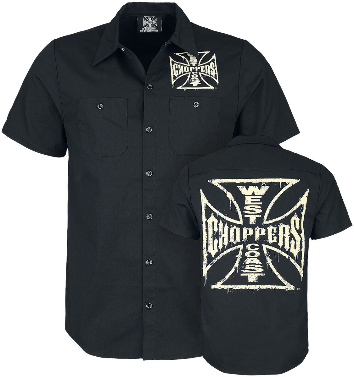 West Coast Choppers Kurzarmhemd - Distressed OG Logo - S bis 3XL - für Männer - Größe XXL - schwarz