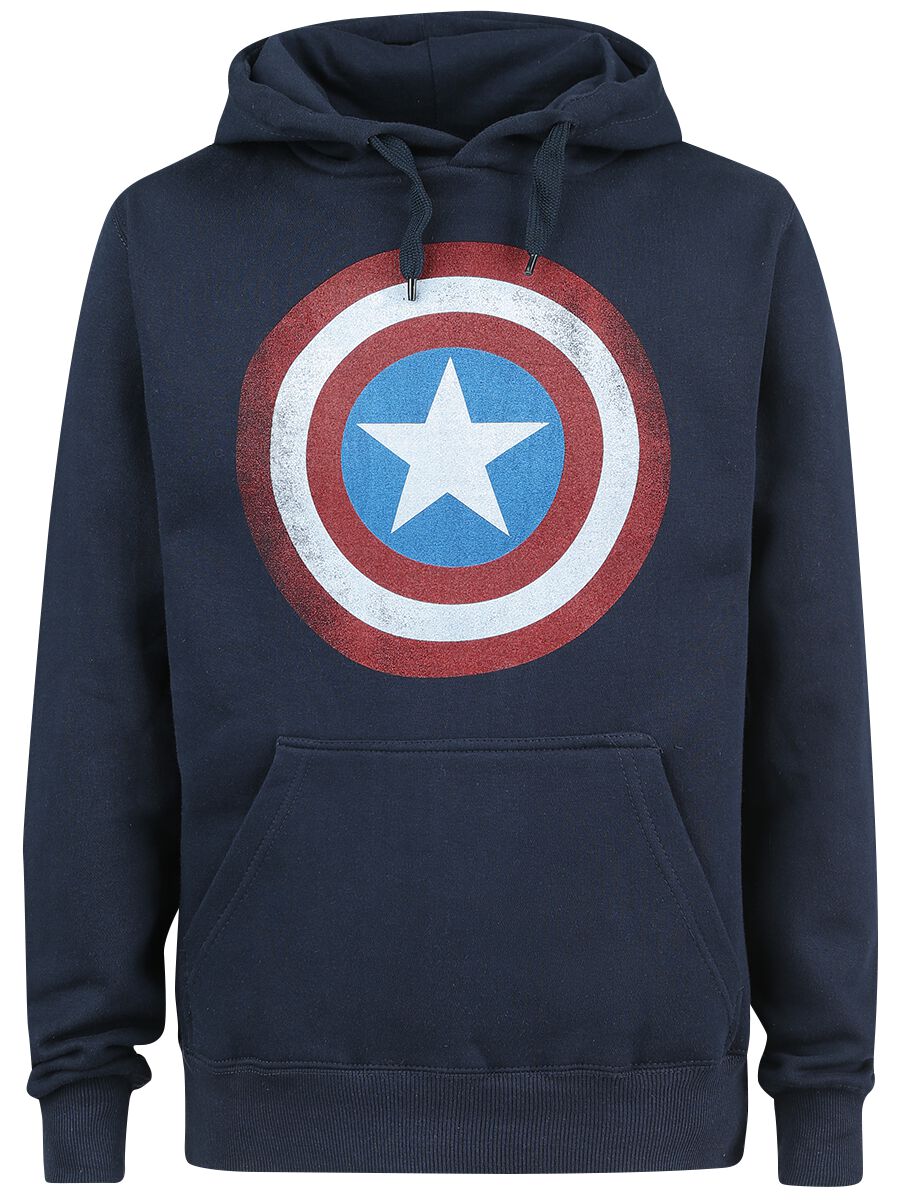 Captain America Kapuzenpullover - Shield Logo - M bis XXL - für Männer - Größe M - navy  - Lizenzierter Fanartikel