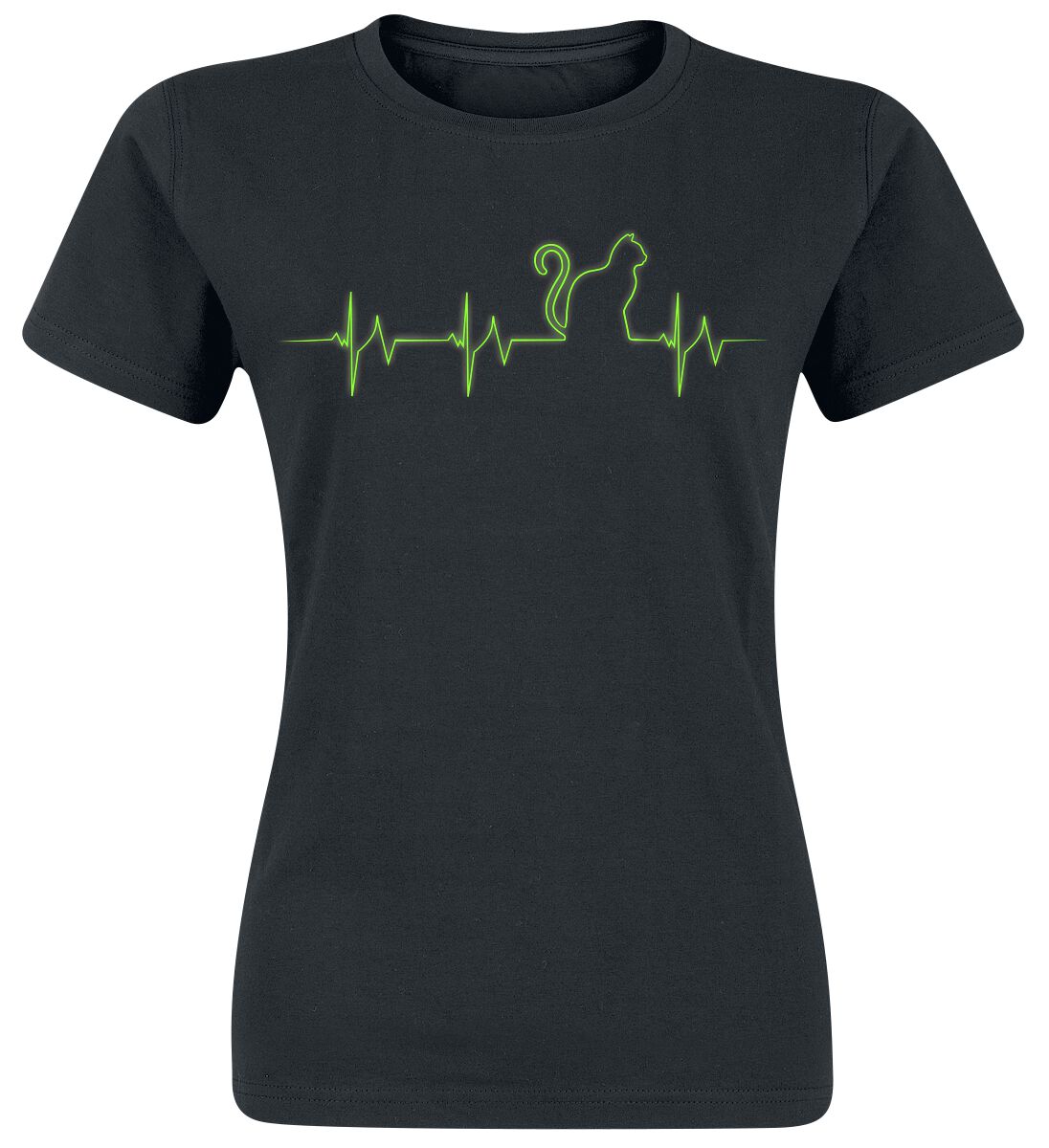 T-Shirt Manches courtes Fun de Tierisch - Katzogramm - S à XXL - pour Femme - noir