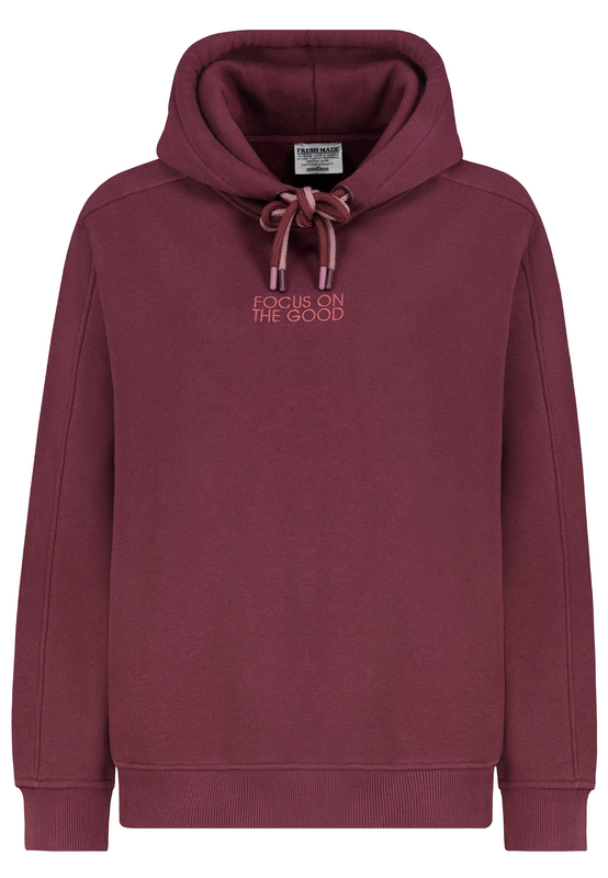 Fresh Made  Hoodie - BASIC HOODIE WITH EMBROIDERY - for Women - red