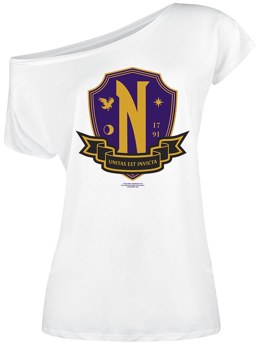 T-Shirt Manches courtes de Wednesday - Nevermore - Logo - S à XXL - pour Femme - blanc