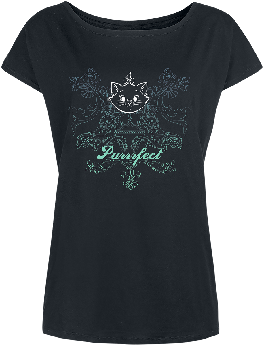Aristocats - Disney T-Shirt - Purrfect - S bis M - für Damen - Größe M - schwarz  - Lizenzierter Fanartikel