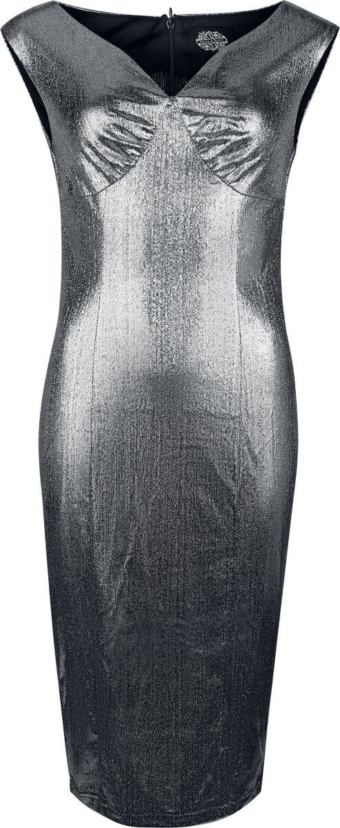 H&R London - Rockabilly Midi Dress - Silvafleur Dress - XS to XXL - for Women - silver-coloured