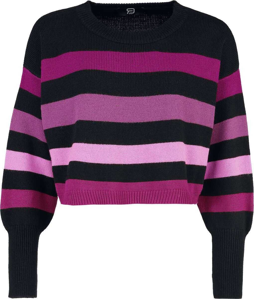 4068143319324 - Strickpullover mit Manschettenärmeln Strickpullover schwarz lila in M