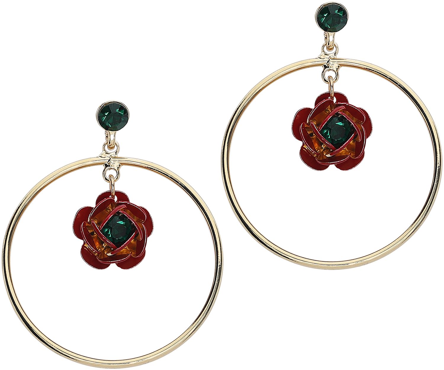 Lovett & Co. Rock and Rose Hoop Earrings Earring gold coloured
