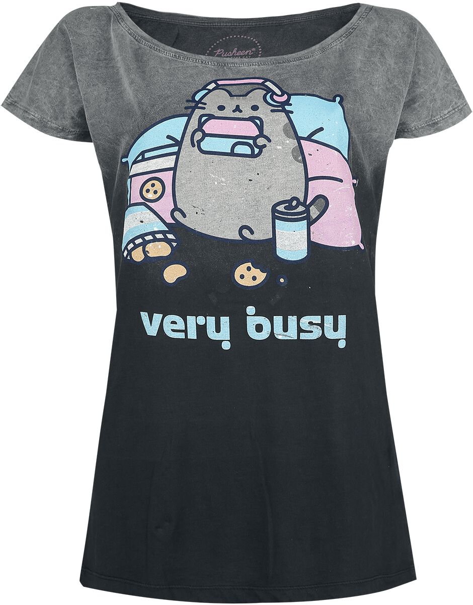 Pusheen T-Shirt - Very Busy - S bis 4XL - für Damen - Größe 3XL - dunkelgrau  - EMP exklusives Merchandise!