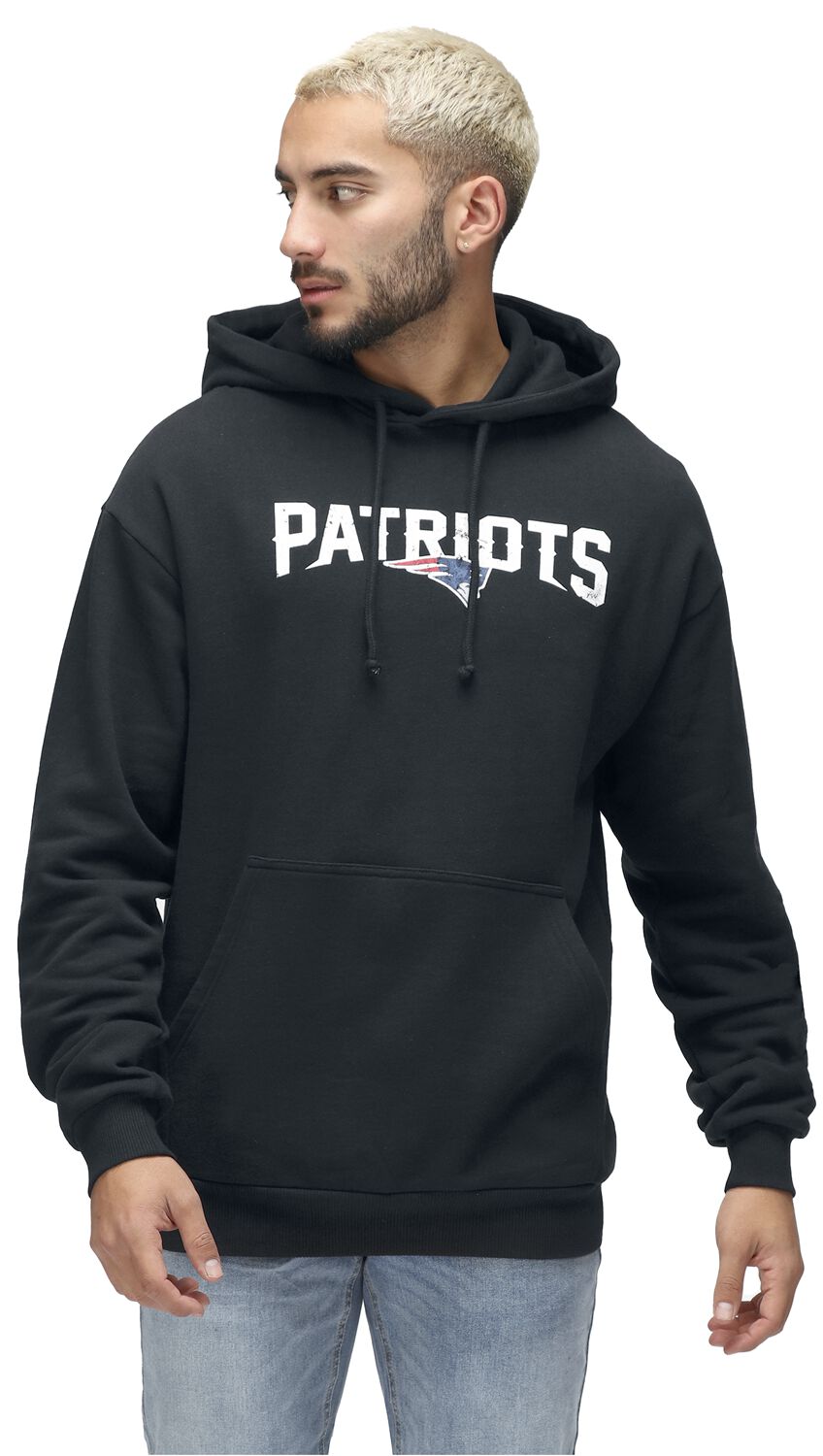 Image of Felpa con cappuccio di Recovered Clothing - NFL Patriots logo - S a M - Uomo - nero