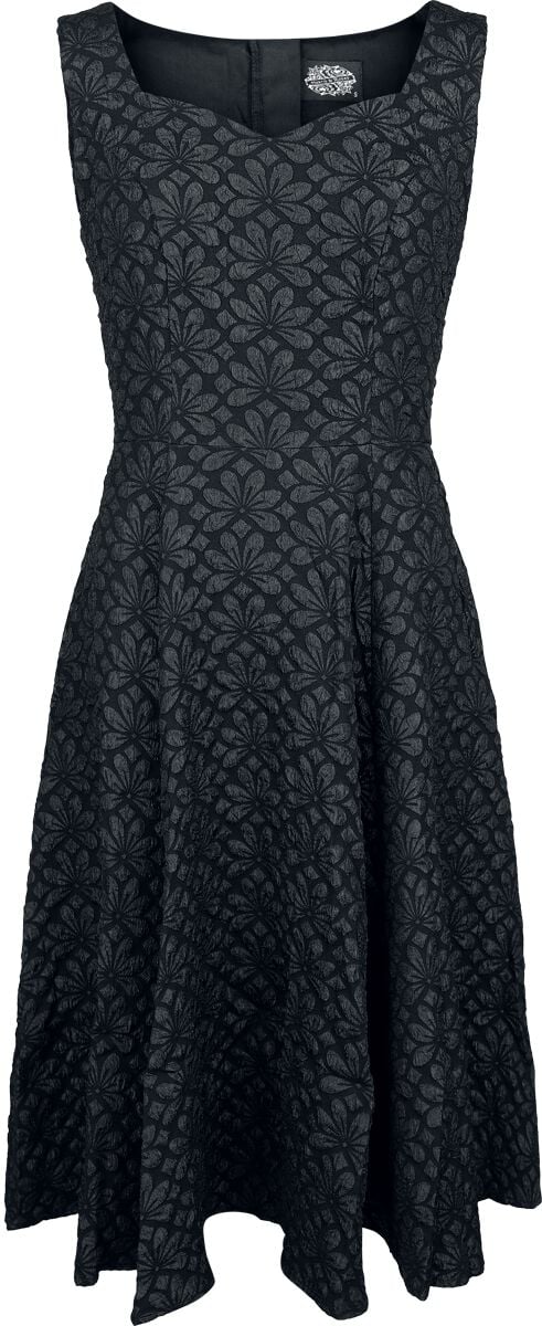 H&R London - Rockabilly Halvlång klänning - Ebonara Flower Dress - XS XXL - för Dam - svart