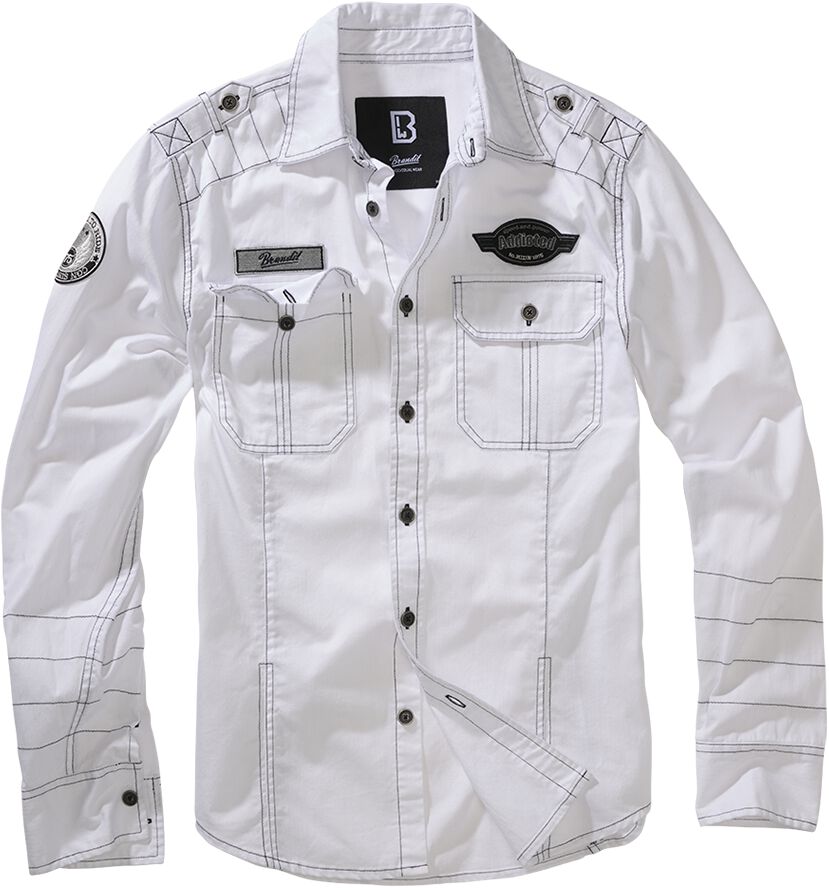Chemise manches longues de Brandit - Luis Shirt Longsleeve - M - pour Homme - blanc