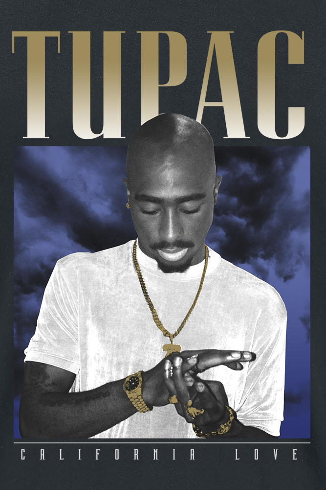 Tupac Shakur T-Shirt - California Love Clouds - S bis 3XL - für Männer - Größe S - schwarz  - Lizenziertes Merchandise!