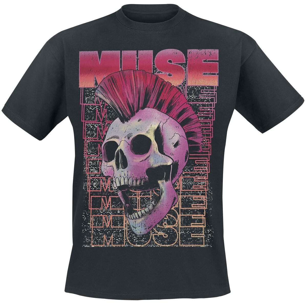 Image of Muse Mohawk Skull T-Shirt schwarz