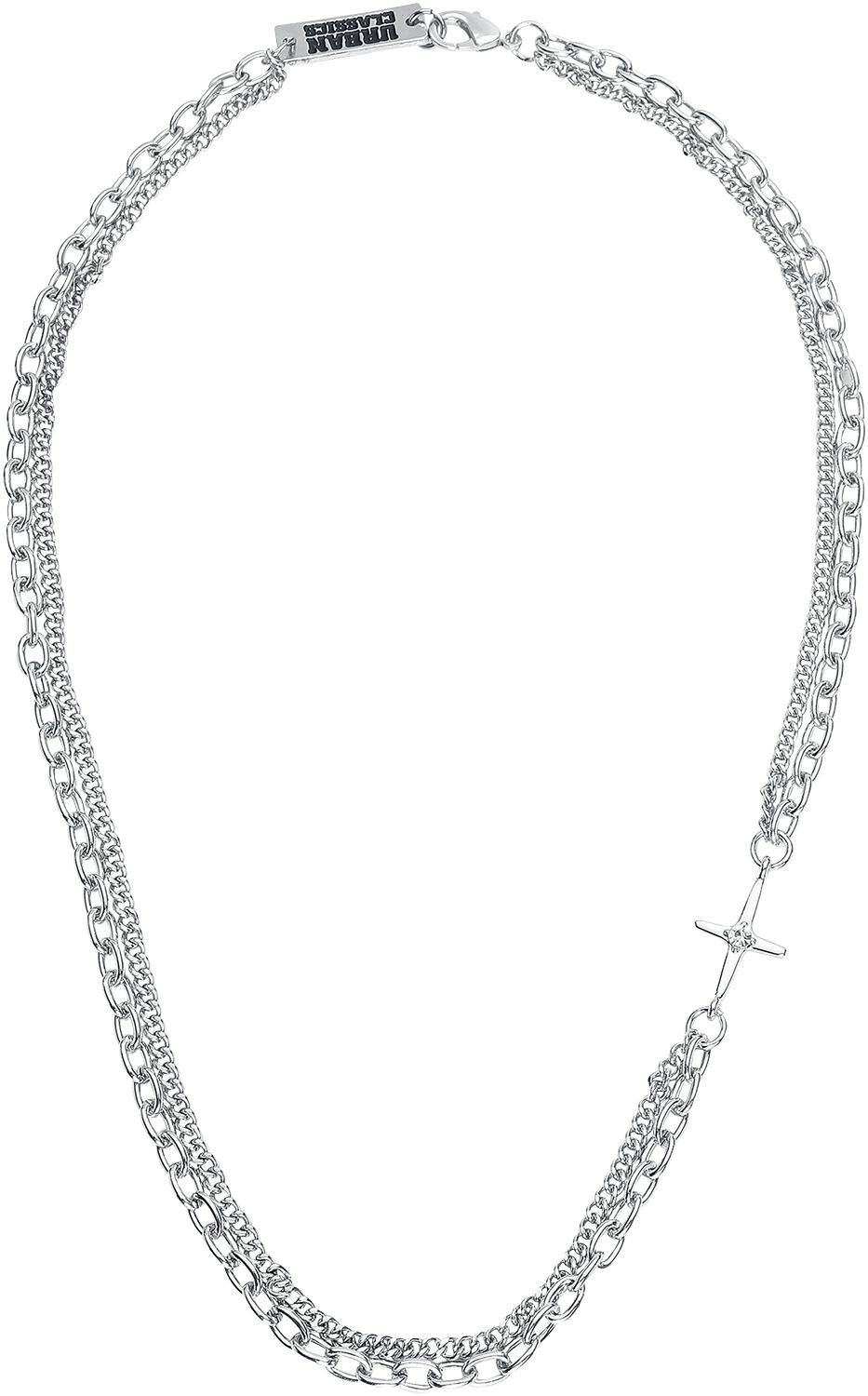 Urban Classics Layering Small Cross Necklace Necklace silver coloured