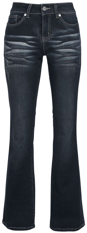 Grace - Dunkelblaue Jeans mit Waschung und Schlag