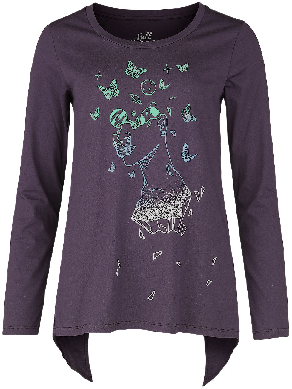 Image of Maglia Maniche Lunghe di Full Volume by EMP - Long-sleeved shirt with galaxy butterfly print - S a XXL - Donna - lilla