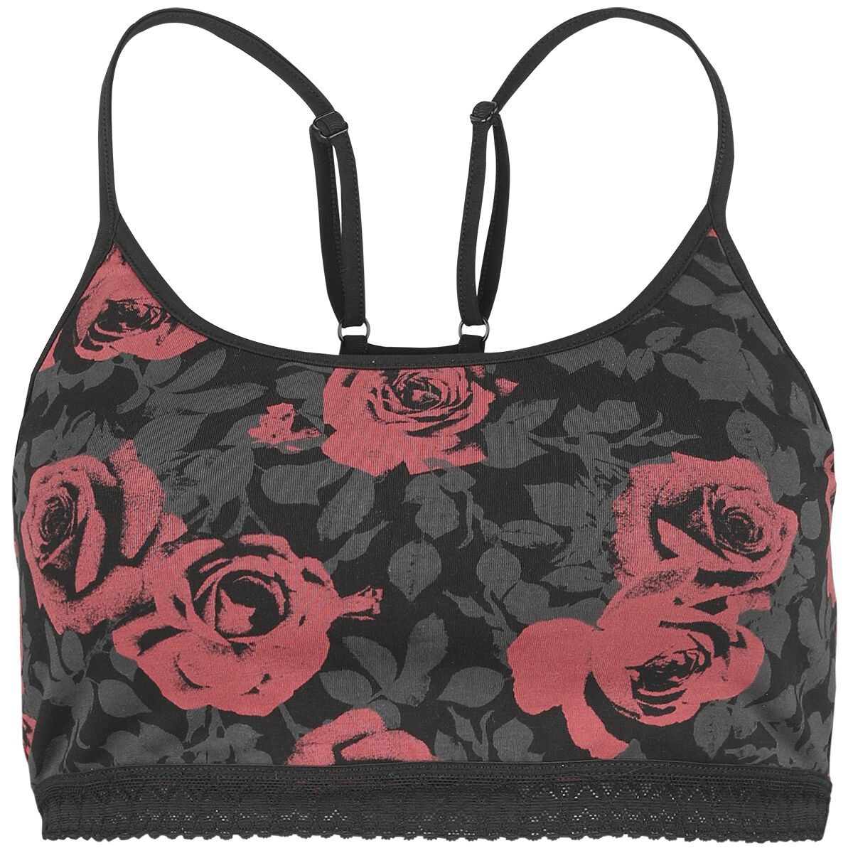 Rock Rebel by EMP Bralette mit Rosen Print Bustier schwarz in XXL