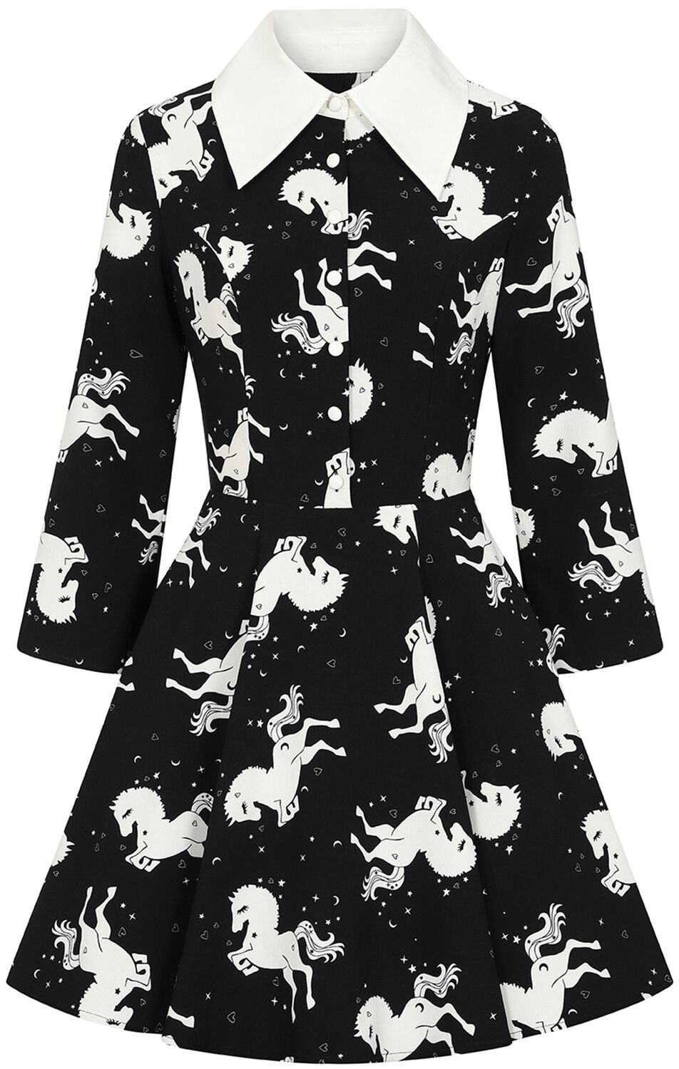 Robe courte Rockabilly de Hell Bunny - Sullivan Mini Dress - XS - pour Femme - noir/blanc