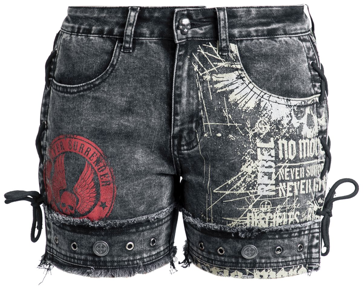 Pantalones cortos  de Rock Rebel by EMP - Pantalón corto estampado - Mujer - Gris