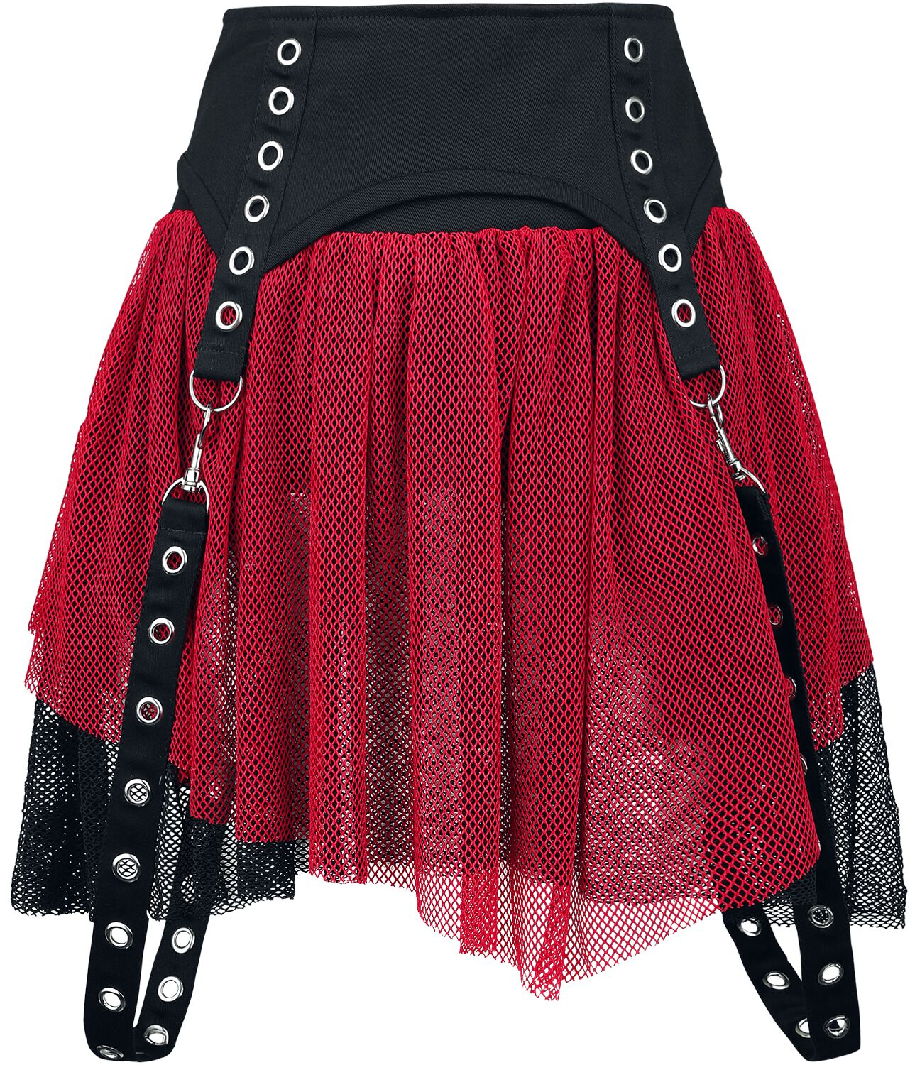 Poizen Industries - Gothic Kurzer Rock - Cybele Skirt - XS bis XXL - für Damen - Größe XL - schwarz/rot