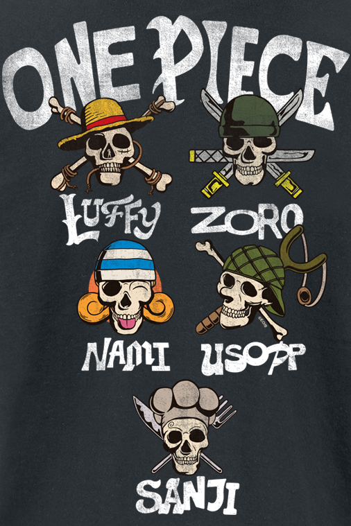 Thumbnail - One Piece Straw Hat Crew Skull T-Shirt schwarz in L