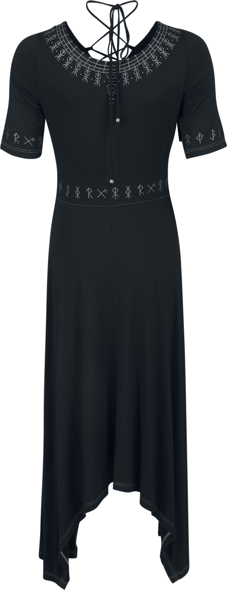 4068143325226 - Pagan Roots Dress with Lacing & Sharkbite Hem Langes Kleid schwarz in M 4068143325226 - Pagan Roots Dress with Lacing & Sharkbite Hem Langes Kleid schwarz in M