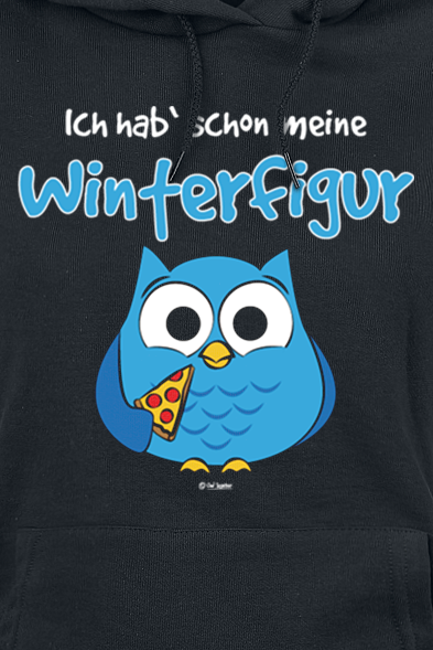 Tierisch Ich hab' schon meine Winterfigur Kapuzenpullover schwarz