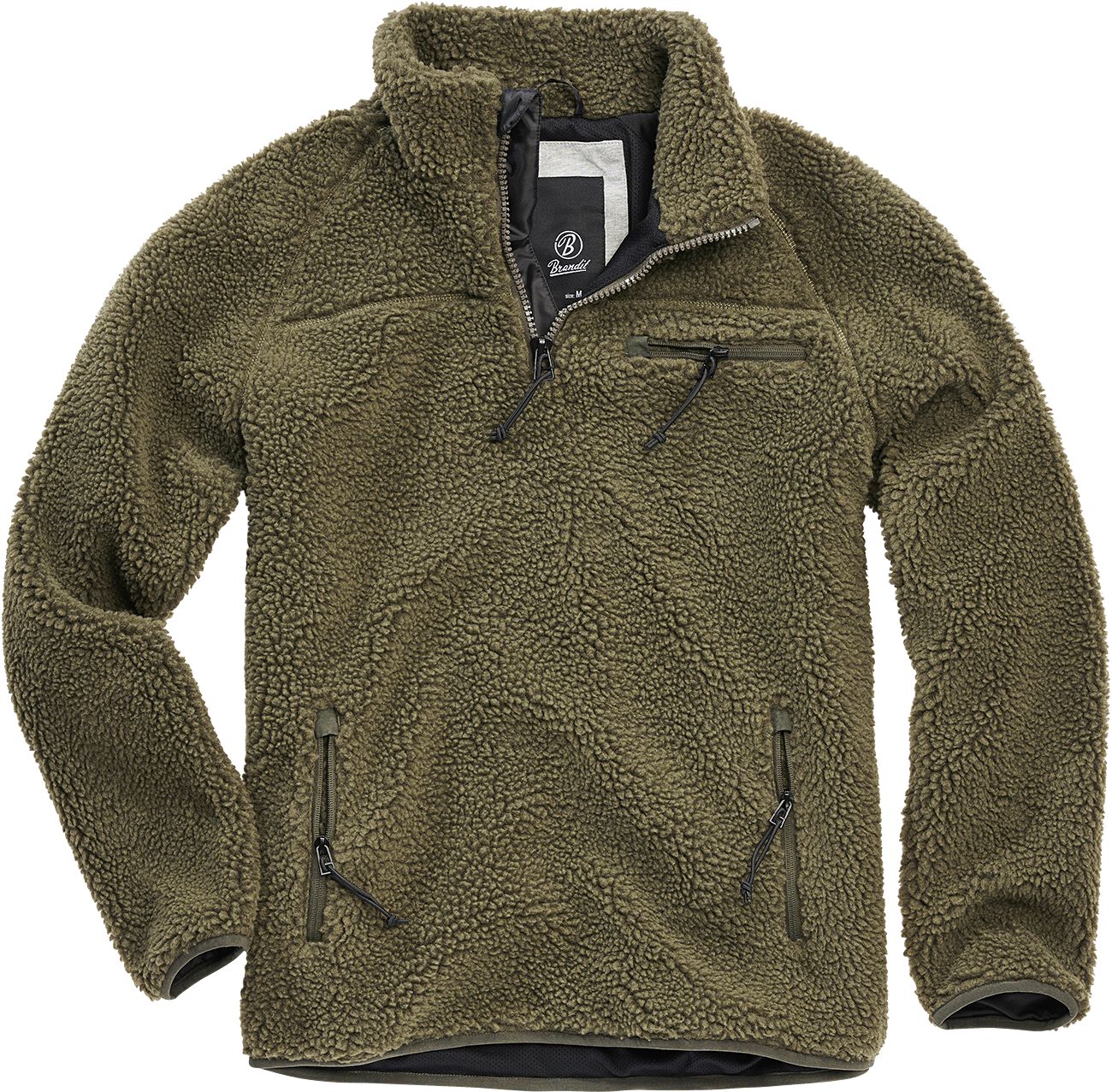 Brandit Teddy Fleece Troyer Sweatshirt oliv in XL