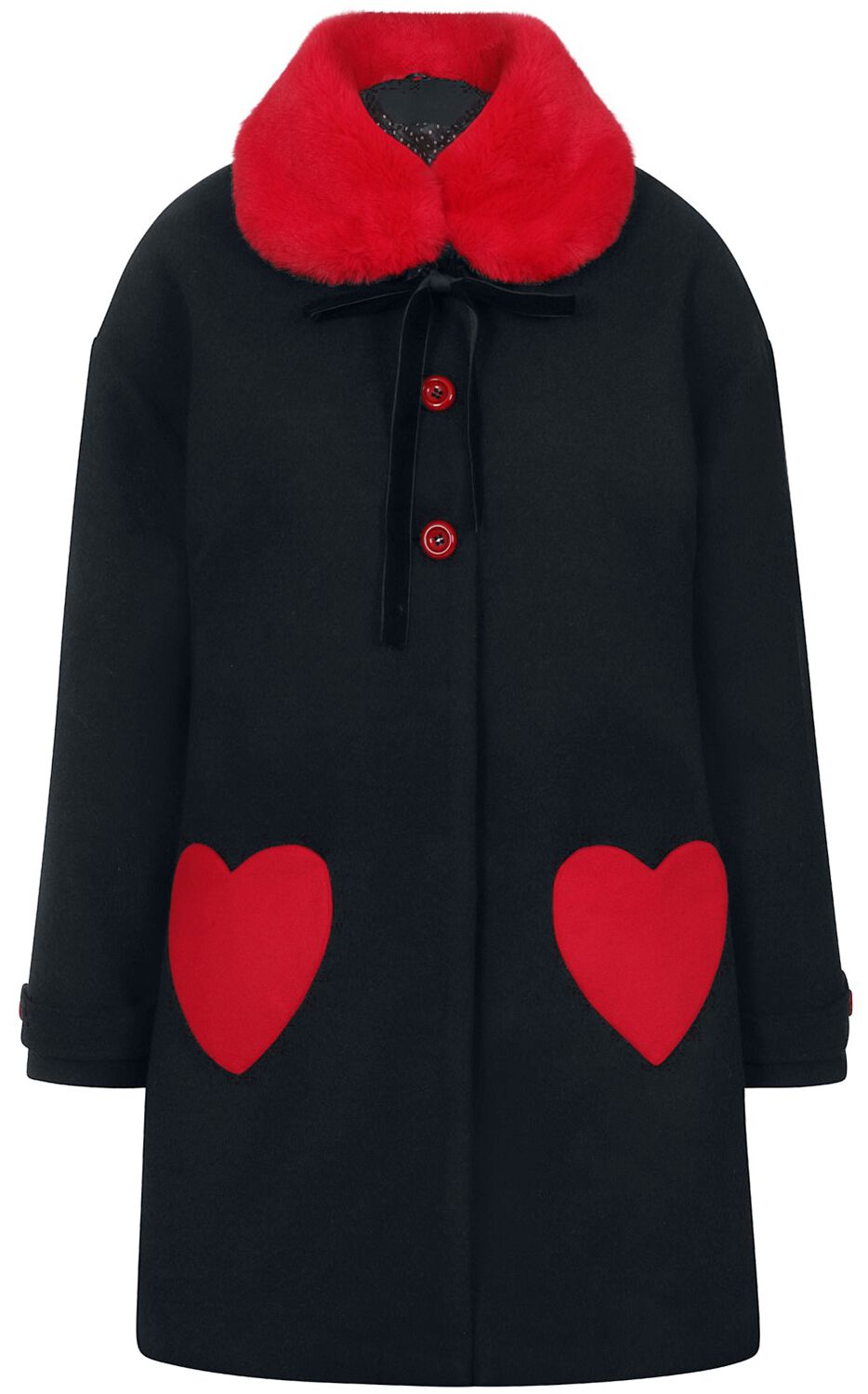 Image of Hell Bunny Corazon Coat Girl-Mantel schwarz/rot