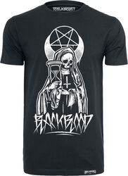 Schwarzes T-Shirt mit Rundhalsausschnitt und Print, Black Blood by Gothicana, T-Shirt