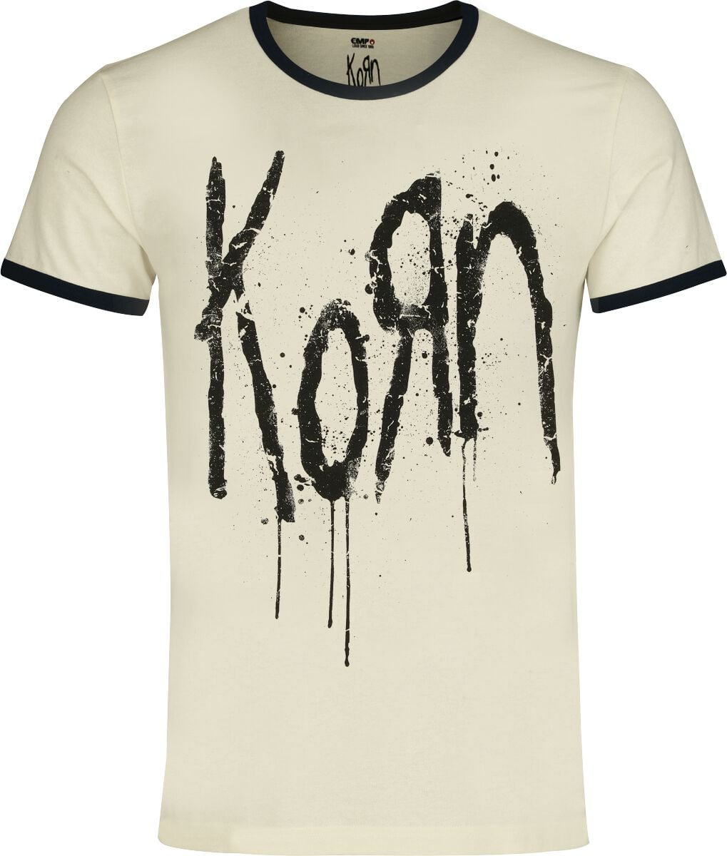 T-Shirt Manches courtes  de Korn - Logo - Ringer Shirt - S à 5XL - pour Homme - blanc cassé