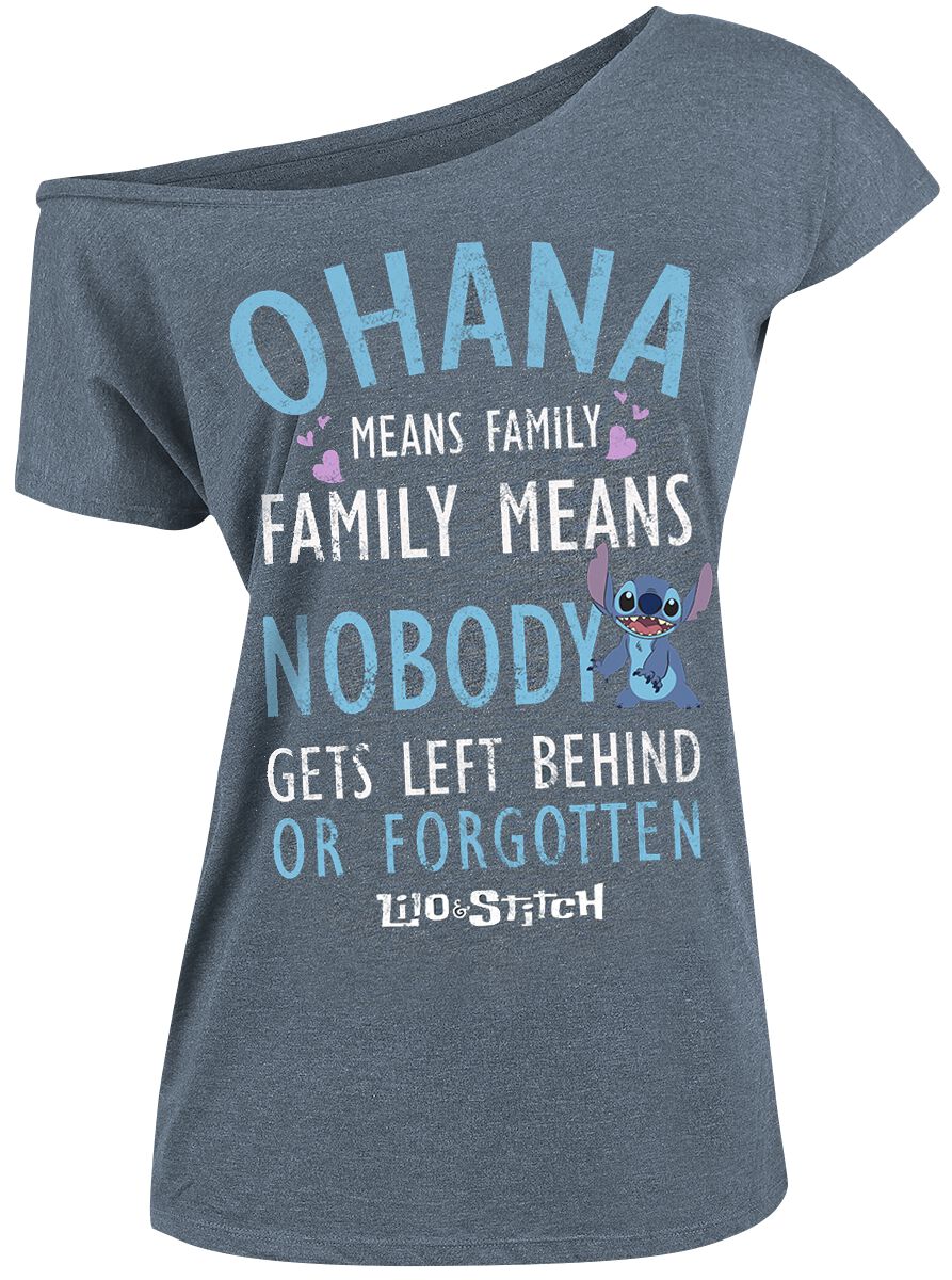 Ohana T-Shirt blau meliert von Lilo & Stitch