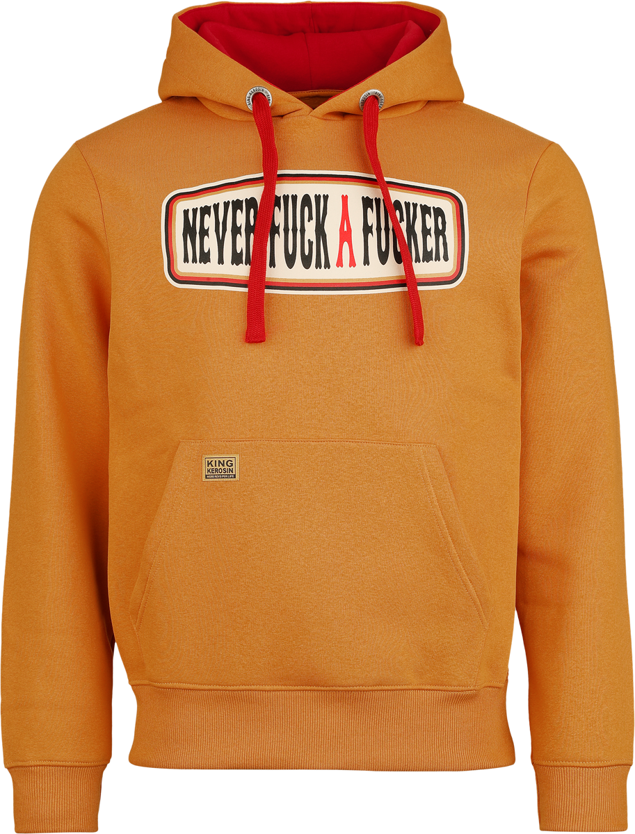 Luvtröja Rockabilly av King Kerosin - Never Fuck A Fucker Hoodie - Herr - orange
