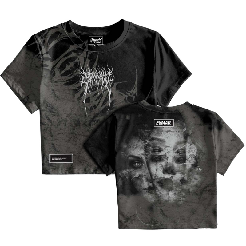 T-skjorte  av Stay Cold Apparel - Trinity (Custom) - Crop T-Shirt (200GSM) - Damer - svart-grå