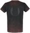 T-Shirt mit rot-schwarzer Waschung und Rockhand Print