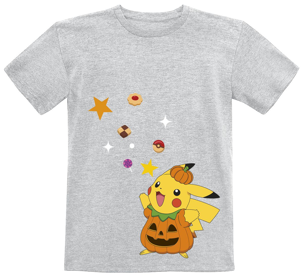 Image of T-Shirt Gaming di Pokémon - Kids - Pikachu - Halloween - 140 - ragazzi & ragazze - grigio sport